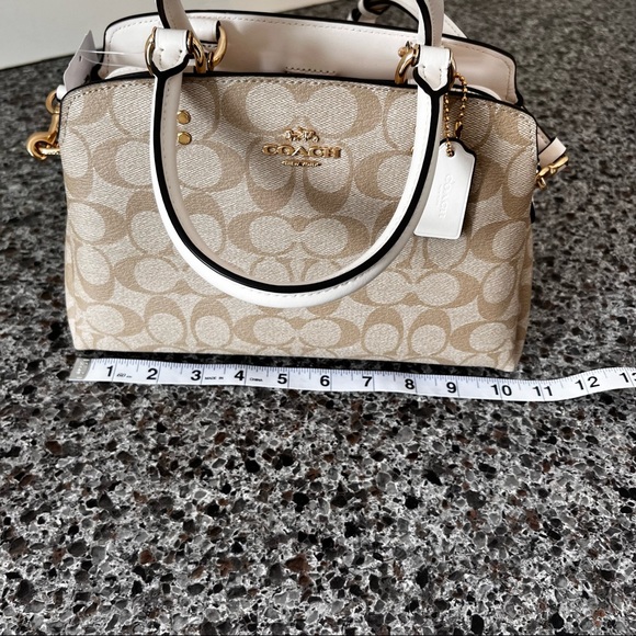 New  Coach Mini Lillie Carryall In Signature Canvas Bag/Leather/Cream/White - Picture 6 of 14